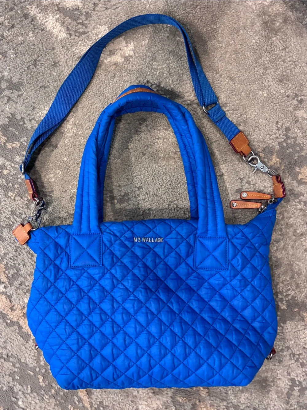 Like NEW MZ Wallace Medium Sutton Quilted Nylon Satchel-Surf Blue
